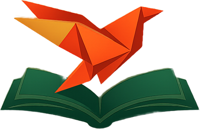 AcademiSync — an origami bird taking flight from an open book