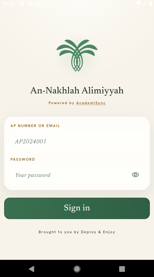 Sign-in screen